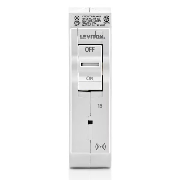 Circuit Breaker, 15A, 1 Pole, 120V AC, 10kA, Leviton, Mfr#: LB115-S